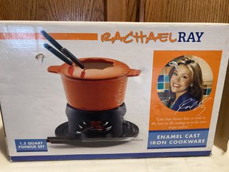 NEW Rachel Ray Cast Iron 1.5 Quart Enamel Fondue Set $30!!