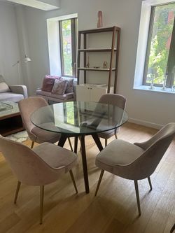 CB2 Glass top table and 4 chairs