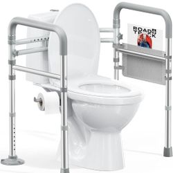 HOMLAND Toilet Safety Rails for Seniors, Adjustable Height & Width 350lb Toilet Handles for Elderly and Disabled, Foldable Toilet Safety Frame, Fit An