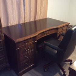 Hekman Executive Desk & Harvard Leather Chair