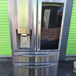 LG French Door Refrigerator, InstaView, Craft Ice, PrintProof Stainless, Bottom Freezer