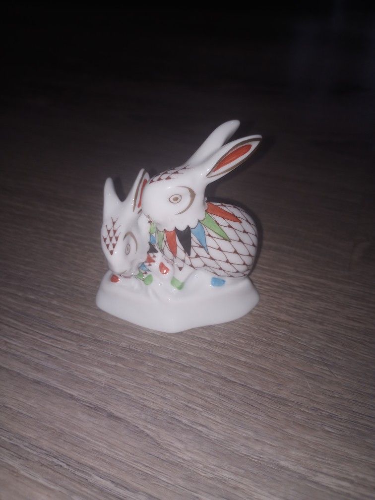 Hungarian Porcelain Rabbits Figurine