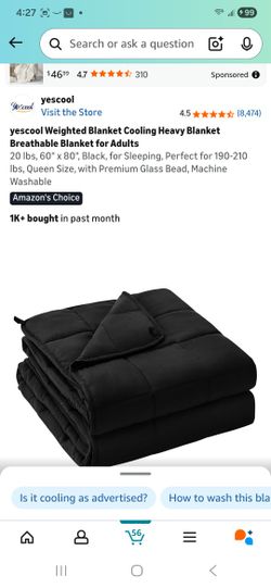 Weighted Blanket Cooling Heavy Blanket Breathable Blanket for Adults
20 lbs, 60" x 80", Black, for Sleeping, Perfect for 190-210 lbs, Queen Size, with