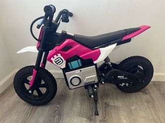 ⚡ Kids Electric Mini Dirt Bike – Pink & White (Great Condition!)