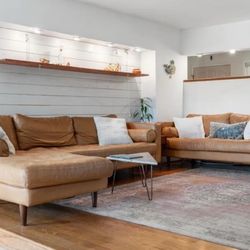 West Elm Dennes Leather Couches / Sofas
