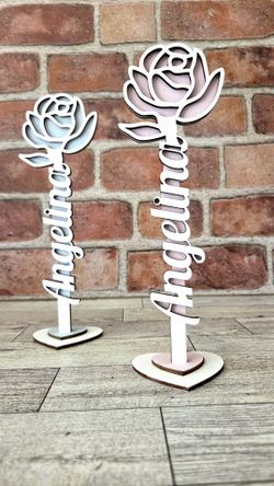 Personalized Name Wooden Rose For Gift 