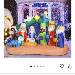 8 FT Christmas Inflatables Nativity Scene, Blow Up Christmas Nativity Scene, LED Lighted The Birth of Jesus Scene Inflatables Decor, Christmas Outdoor