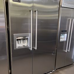 Viking 48”Wide Built In Side By Side Stainless Steel Refrigerator 