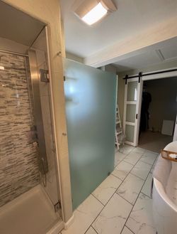 Frosted tempered 3/8” frameless glass