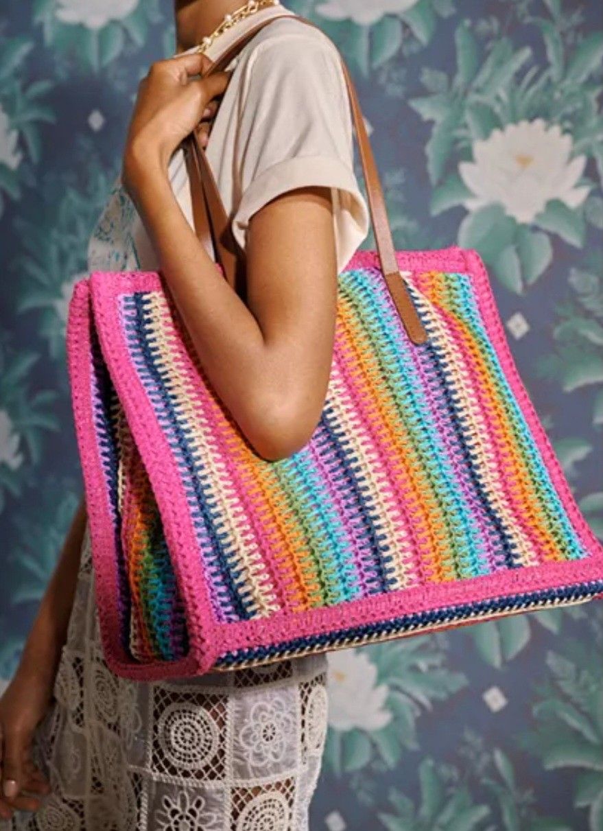 The White Lotus x AQUA Large Multicolored Raffia Tote Bag (Exclusive)