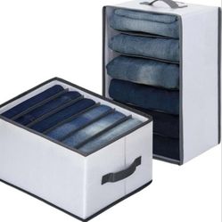 SOLARVALLEY 2Pcs Cloth Organizers And Storage,Jeans Organizer For Closet, Clothes Organizer For Folded Clothes,PP Plate PVC Nylon Foldable Wardrobe Cl
