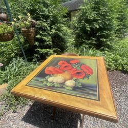 Vintage Antique Folding Table -Poppies 