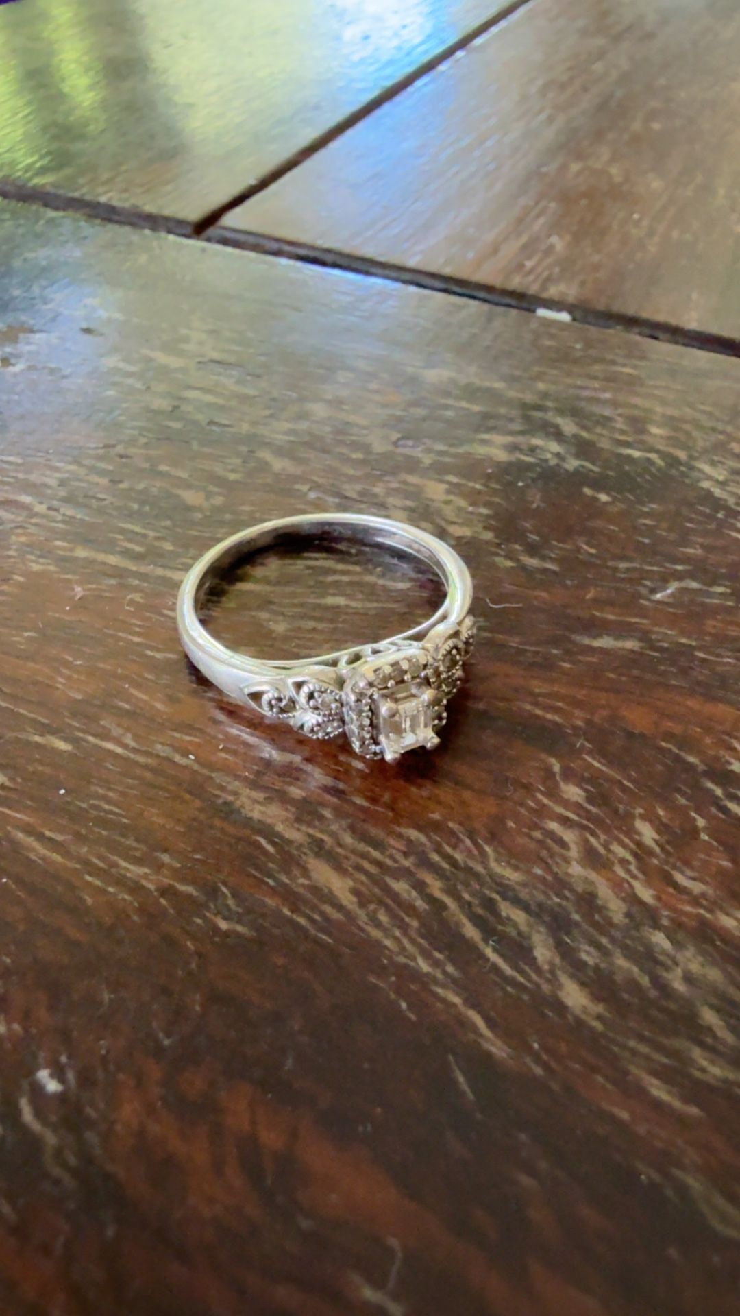 1/4 CTW LAB GROWN DIAMOND HALO PROMISE RING IN RHODIUM PLATED STERLING SILVER