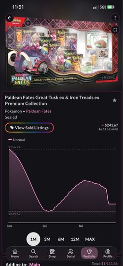 Paldean Fates Great Tusk ex & Iron Treads ex Premium Collection