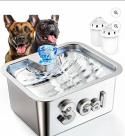3 Gallon Stainless Steel Pet Water Fountain for Large Dogs, Automatic, 2 Filters