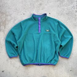Vintage 90’s LL Bean Snap On Fleece Pullover Sweate