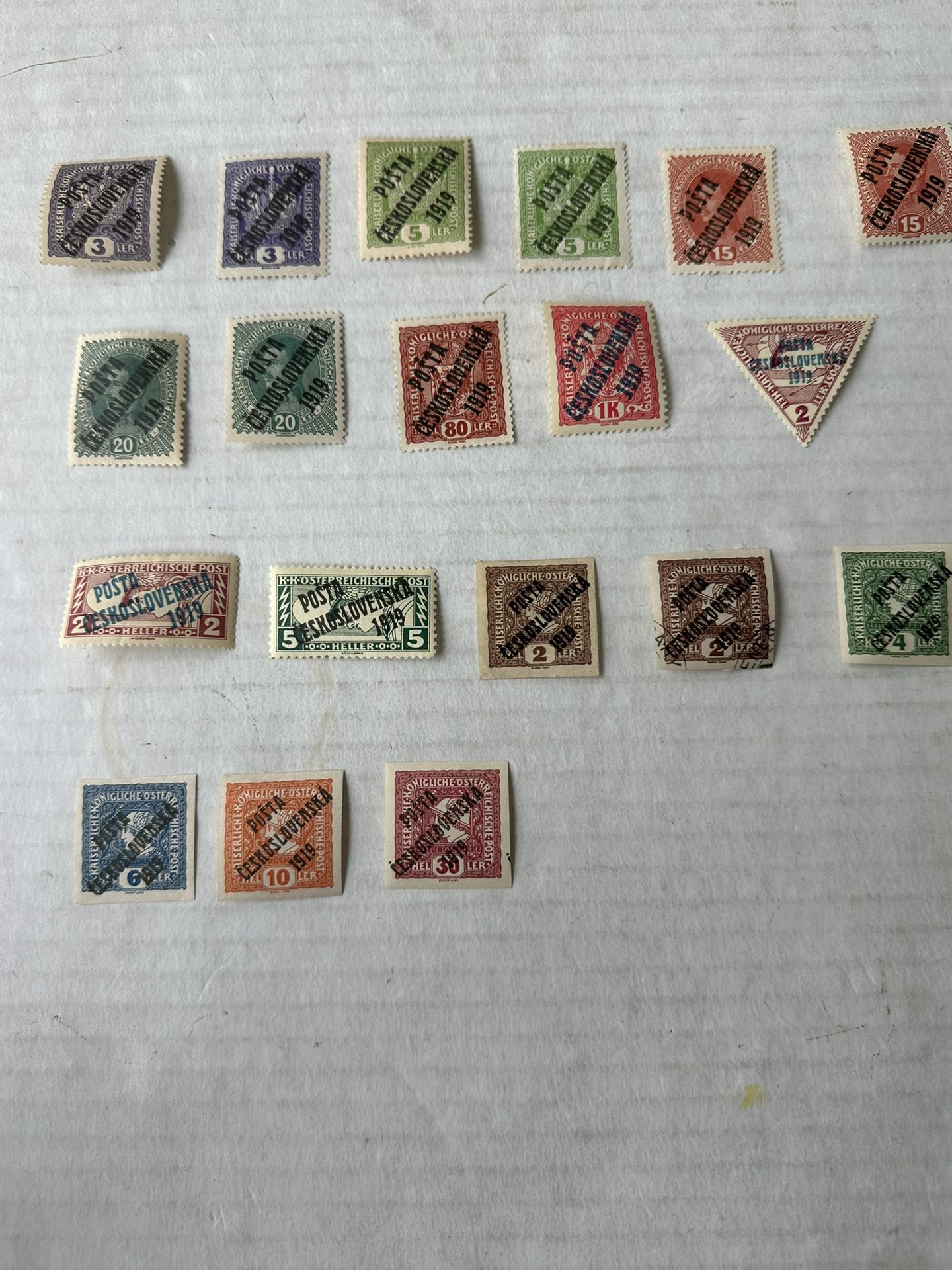 Czechoslovakia 1919 Overprint Collection Of 19 Stamps Mint Hinged