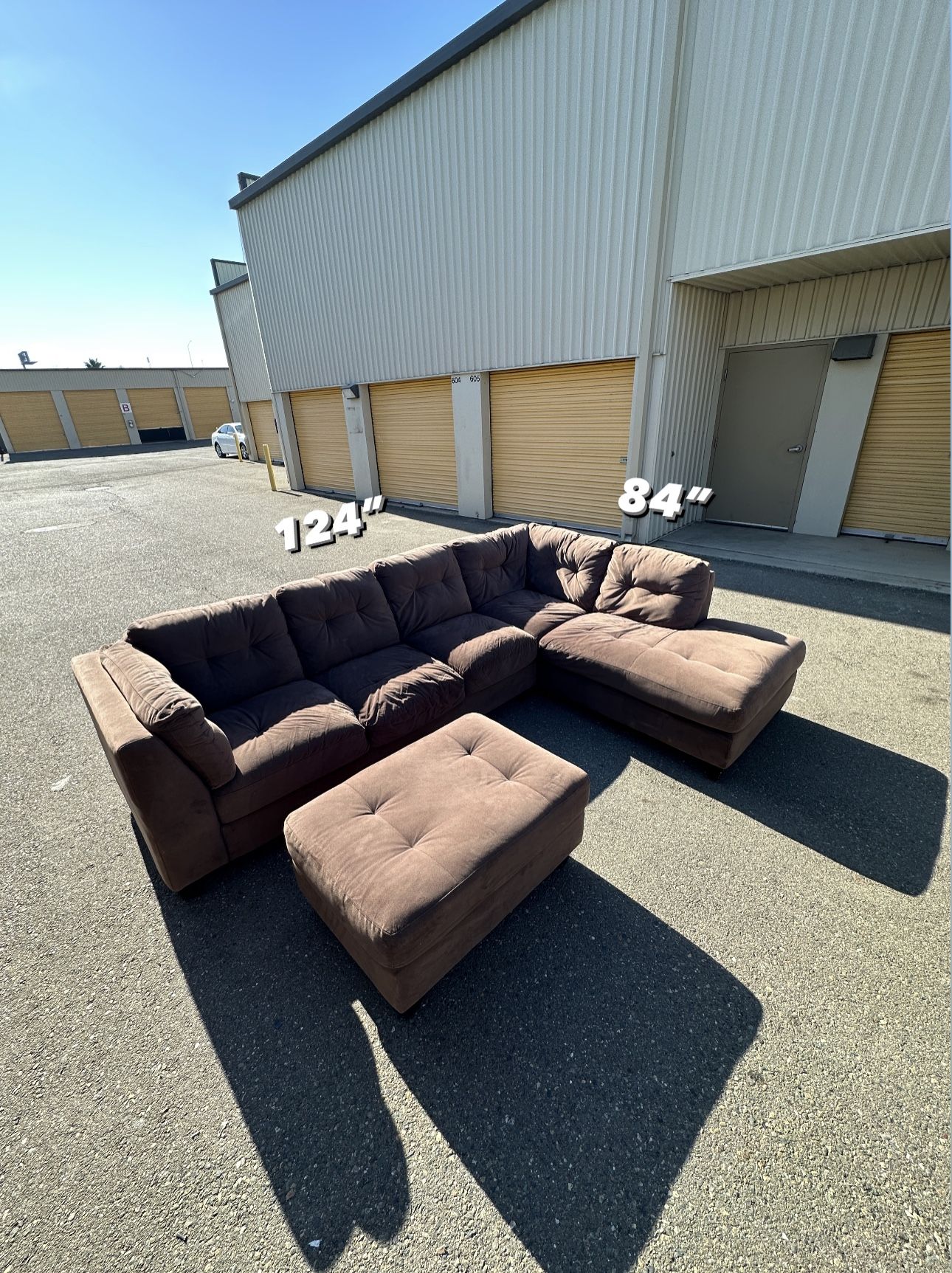 FREE DELIVERY! Brown Sectional Sofa/Couch With Ottoman for Sale in
