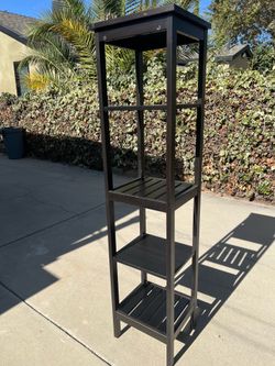 Tall Black Wood Ladder Shelf