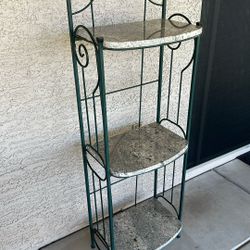 Outdoor Vintage Metal Stand 3 Tier Granite Shelves