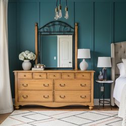 Modern Vanity Dresser with Mirror – Stylish Bedroom Setup