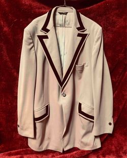 LORD WEST Vintage 3-Pc Tuxedo 48L 36W Ivory Cream Black Trim Formal Suit
