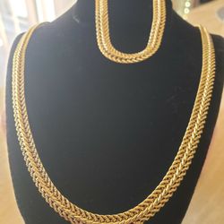 Necklace 45cm And Bracelet 22cm Weaving Snake Chain.  Metal Zinc Alloy And Copper. 