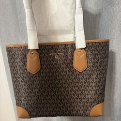 Michael Kors Women's Logo Print Canvas Top Zip Tote Bag