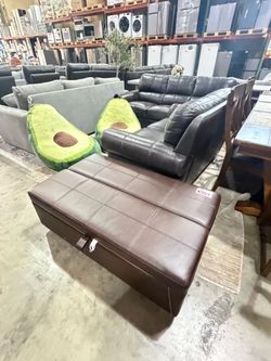 Brown Leather Sleeper ottoman