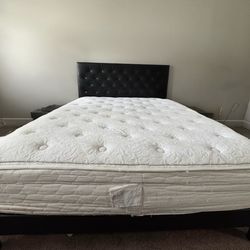 Sealy Posturepedic Queen Matress with Bedframe and Headboard