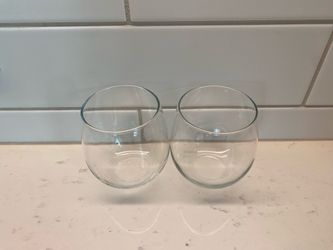 2 Wide Stemless Wine Glasses