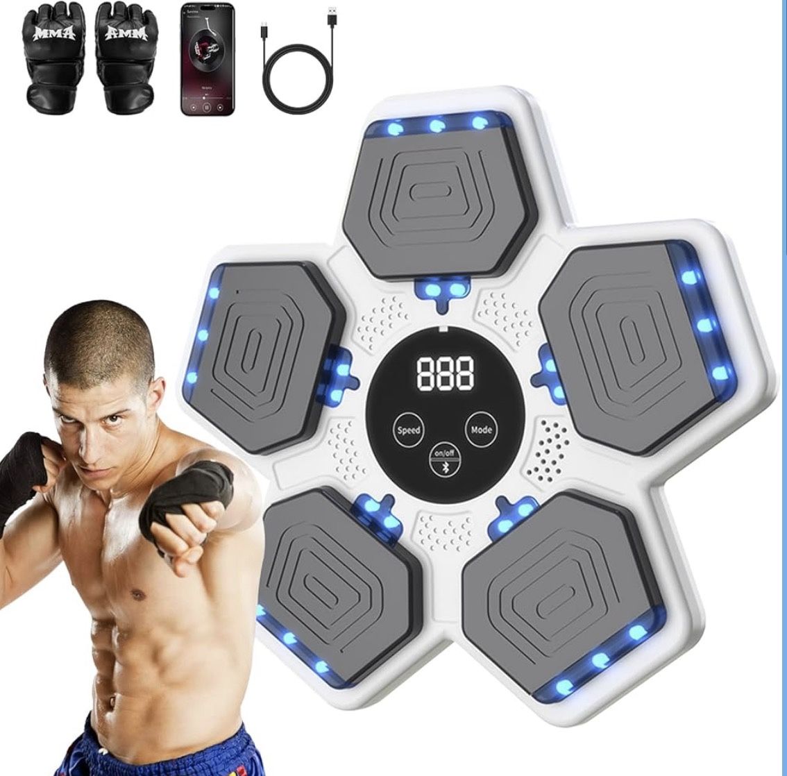Music Boxing Machine for Adults and Kids, Smart Bluetooth Boxing Training Equipment