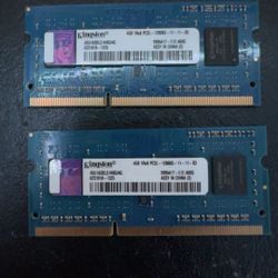 Kingston 8gb ram 4gb 2x 12800s ddr3 ram (laptop ram)