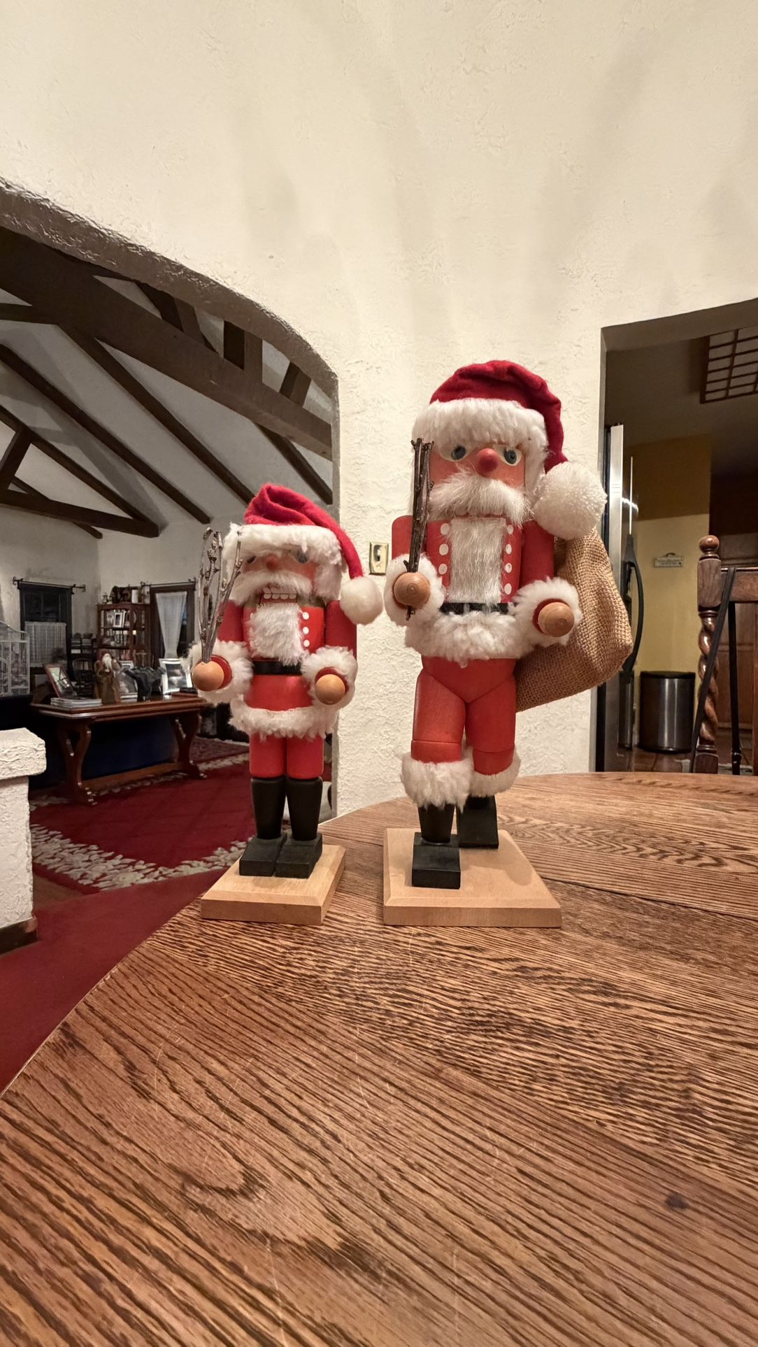 2 ZUBER West Germany Wooden Handmade Nutcracker w/Gift Bag 12” H & Branches 10”