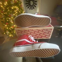 Racing Red True White Vans Size  9.5 Women 