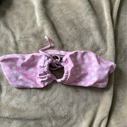 Womens Pink Floral Tube Top Bikini