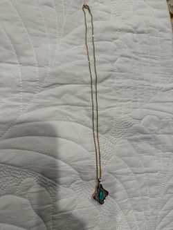 Antique Opal Pendant with Diamond  14K with 14k Rope Chain 20 inch