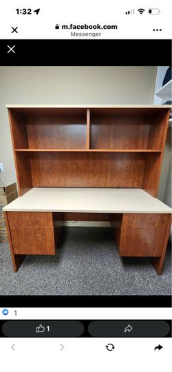 🖥️ Quality Wood Office Desk with Hutch – 3 Available!