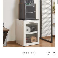 Steel 3D Printer Table for Home Use, Enclosed Cabinet with Anti-Vibration Rubber Mat & Power Strip, Moisture Protection, 28" × 22" × 20.5"