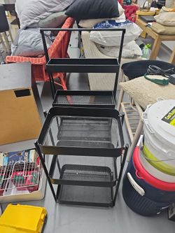Black Metal Mesh 4-Tier Storage Rack