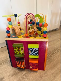 Wooden activity cube