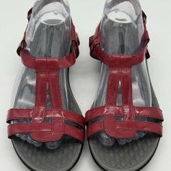 Clarks Collection Sonar Aster Red Patent Sandals Women's Size 9 M Strappy Wedge
