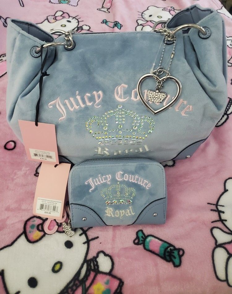 Bnwt Rare Dusty Blue Juicy Couture Kingdom Purse And Wallet