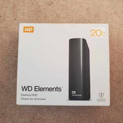 New Sealed Western Digital 20TB WD Elements Desktop, External Hard Drive HDD
