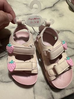 Pink strawberry sandals size 6