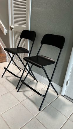2 IKEA FRANKLIN Folding Bar Stools - Black, Counter Height