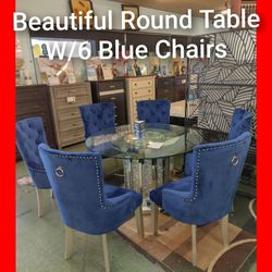 ✨ Round Glass Table with 6 Chairs