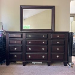 Dresser, Mirror, Night Stand And Chest. All Real Wood. 