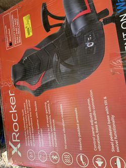 X rocker nemesis 2.1 audio pedestal gaming chair deals in red and black with vibration and bluetooth connectivity