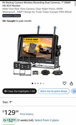Wireless RV Backup Camera System with 7" Monitor